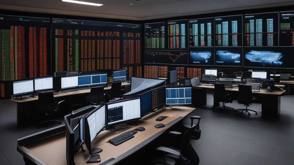 Financial trading floor displaying real-time tech stock performance charts - Silver Intel