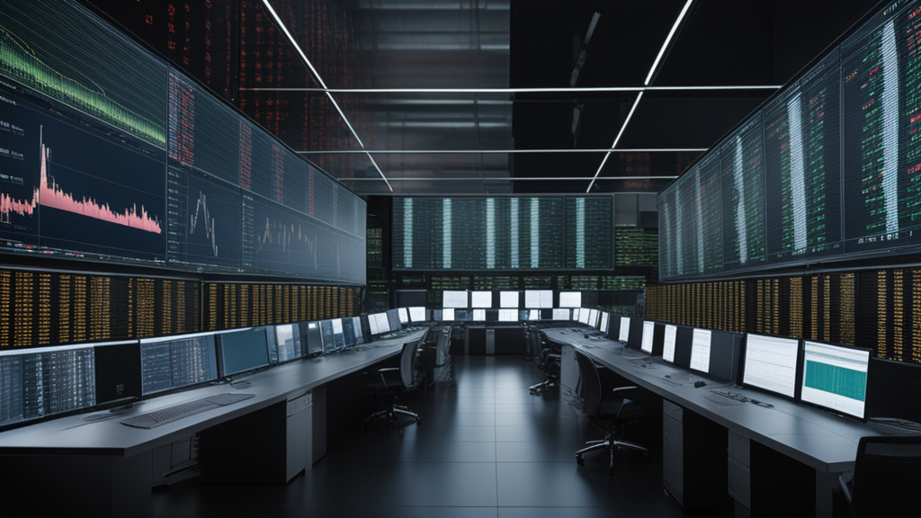 Stock market trading floor overlaid with AI technology visualization - Silver Intel